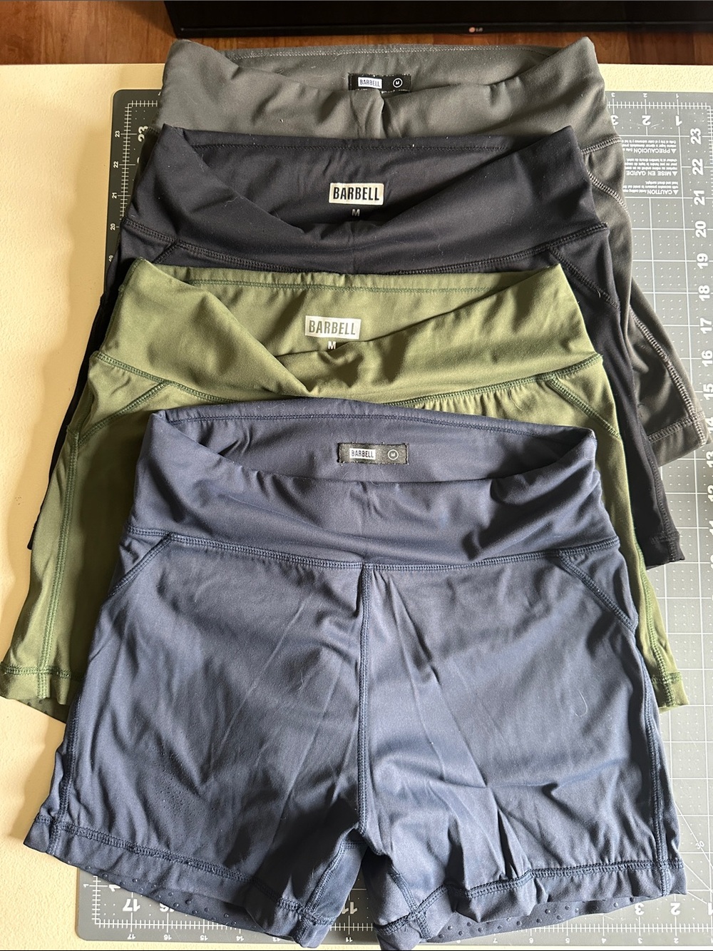 Barbell High-Waist Athletic Shorts bundle - Navy, olive, black, grey